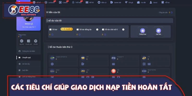 Các tiêu chí giúp giao dịch nạp tiền hoàn tất trọn vẹn